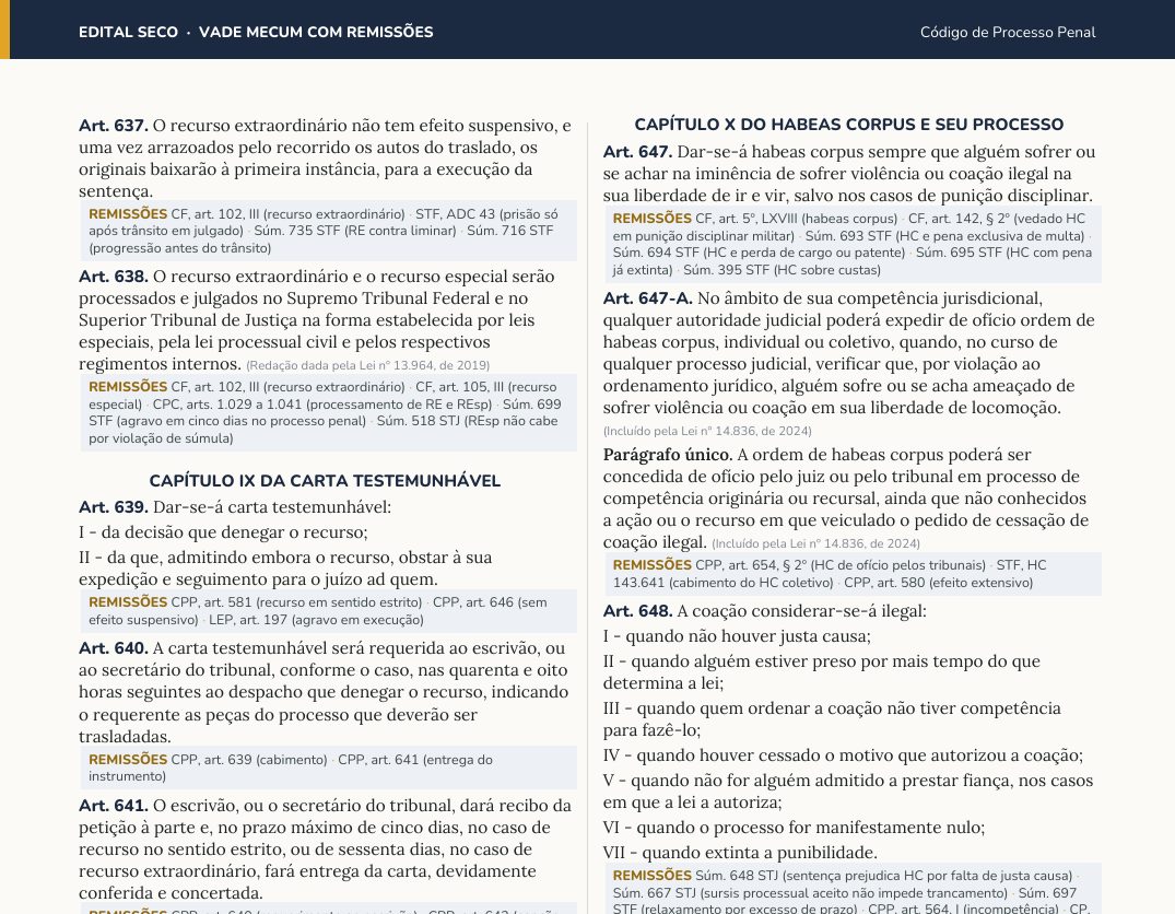 Trecho de página com remissões